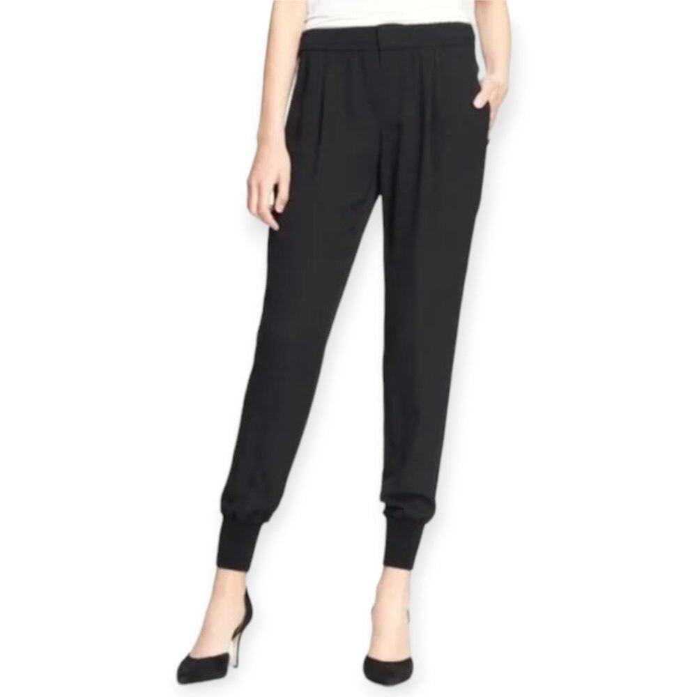 Vince Silk Jogger Pant Size M Black Luxury Lounge Elastic Waist Relaxed Trousers